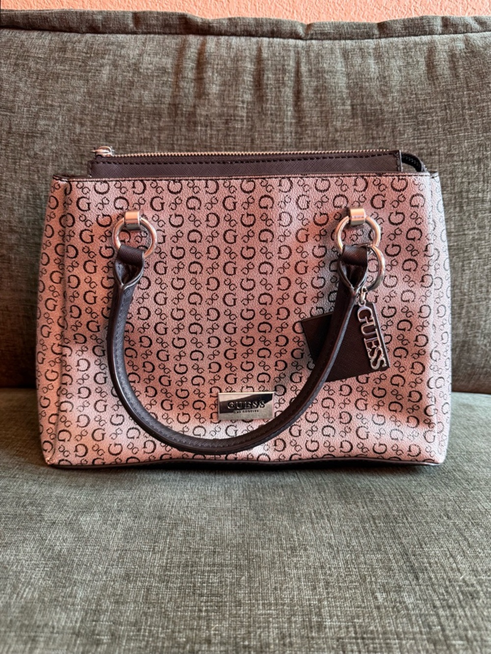 Guess Gray & Black Monogram
Canvas Satchel